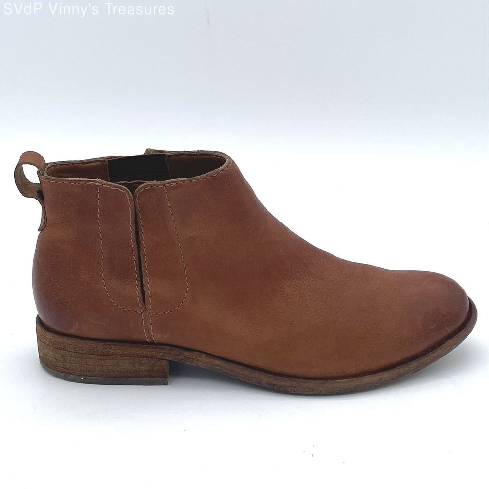 Kork Ease 100% Leather Brown Tan Chelsea Ankle Boot Rustic Casual Women 6